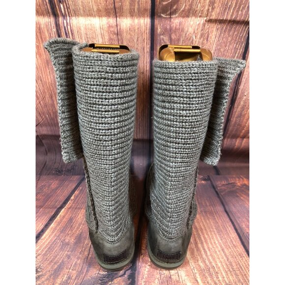 UGG Cardy #5819 Gray Classic Tall Knit Sweater Boots Womens 8 / 39 (q8d) - Picture 4 of 10